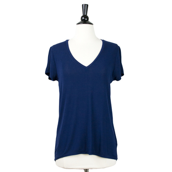 DEX | Navy Blue V-Neck Tee - Picture 1 of 4
